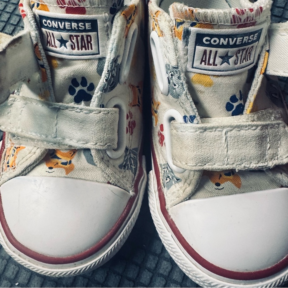 Converse Kids' All Star Paw Print Sneakers - White and Multicolor size 6
